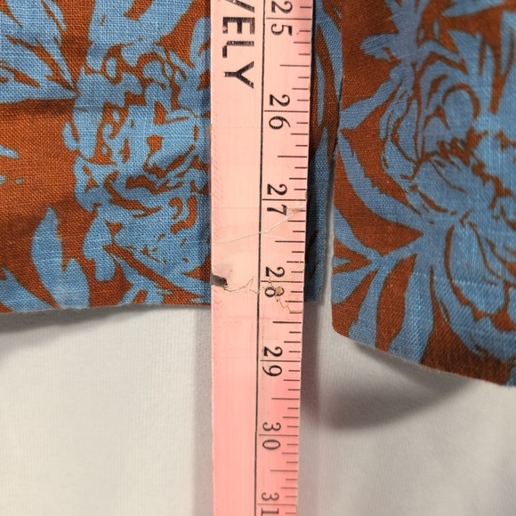 Madewell Sweetheart Mini Dress Blue Rust Floral Linen Womens SZ 16 - Picture 5 of 9